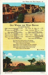 VINTAGE POSTCARD OUT WHERE THE WEST BEGINS BY ARTHUR CHAPMAN HOPI PUEBLO NAVAJ