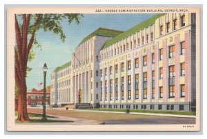 Postcard Kresge Administration Building Detroit Mich. Michigan