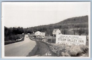 RPPC STEAM VALLEY INN RESTAURANT TRUCK STOP ROADSIDE SIGN REAL PHOTO POSTCARD