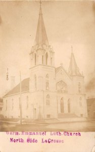 La Crosse Wisconsin German Emmanuel Lutheran Church Real Photo Postcard AA66240