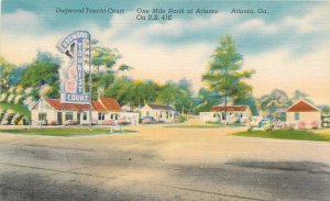 Georgia Atlanta Dogwood Tourist Ct roadside 1940s Colorpicture Postcard 22-10138