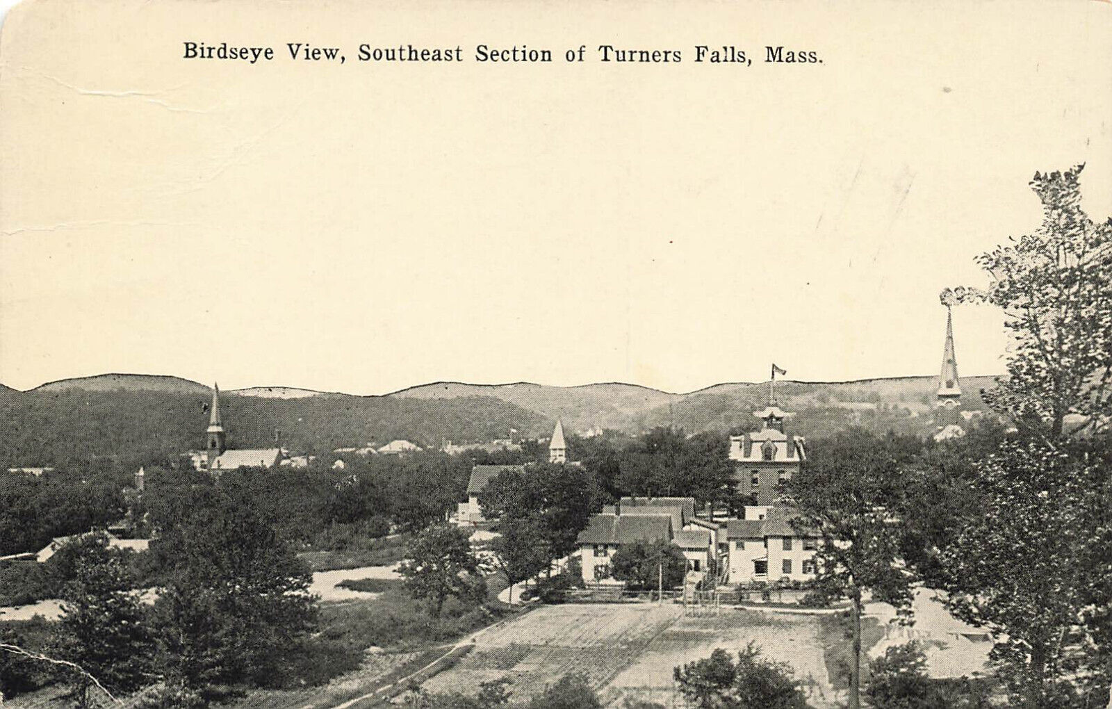 Turner Falls MA Southeast Section Birdseye View, Postcard United