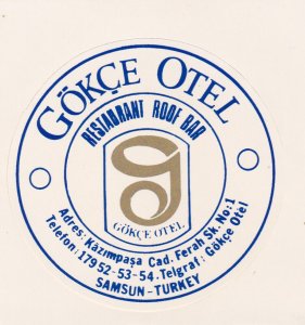 Turkey Samsun Gokce Hotel Vintage Luggage Label sk2640