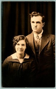 RPPC Studio View Unhappy Couple UNP 1910s AZO Postcard H5