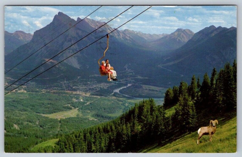 Rocky Mountain Sheep Chairlift Banff Park AB 1966 Postcard Expo67 Slogan Cancel