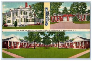 1952 Del Haven White House Cottages Roadside Washington DC Posted Trees Postcard