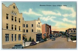 c1940's Sherman Avenue Coeur d'Alene Idaho ID Vintage Unposted Postcard