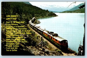 1960 Canada Postcard White Pass Yukon Railway Skirts Shore Historic Lake Bennett