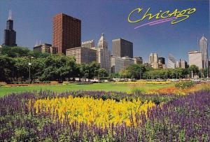 Illinois Chicago Grant Park Offiers A Magnificent Display Of Gardens With The...