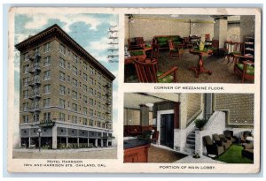 1915 Hotel Harrison Interior Lobby Mezzanine Floor Oakland CA Multiview Postcard