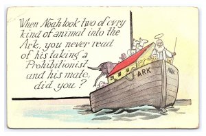 Noah's Ark No Prohibitionist & Mate On Board Postcard