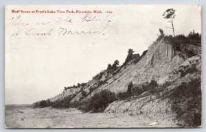 Riverside Michigan~Pratt's Lake View Park~Bluff @ Camp Warren~1922 B&W Postcard