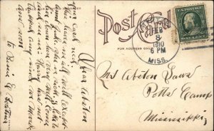 Myrtle MS Mississippi Postal Cance Cancellation on Flower Postcard 1910