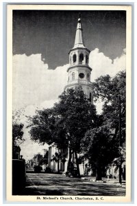 Charleston South Carolina SC Postcard St. Michael's Church Exterior Scene c1940s