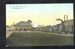 CORTLAND NEW YORK RAILROAD DEPOT TRAIN STATION VINTAGE POSTCARD NY