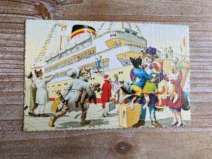 Mainzer Cats, Cruise Ship Departure, 4935, Eugen Hartung, Vintage Postcard