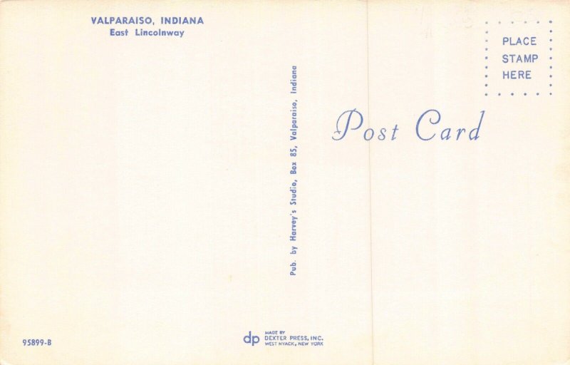 Postcard East Lincolnway in Valparaiso, Illinois~129335