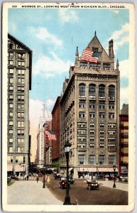 Monroe Street Looking West from Michigan Blvd. Chicago Illinois ILL Postcard