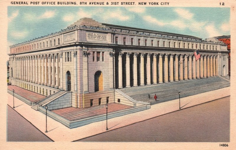 Vintage Postcard General Post Office Building 8Th Ave. & 31St St. New York City