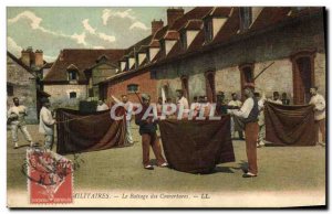 Old Postcard Threshing Army blankets