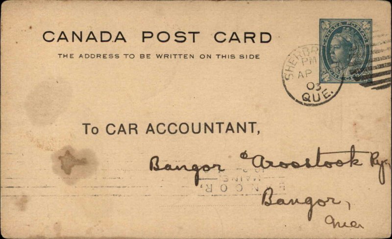 Antique Postcard 1903 Quebec Central Railway SHERBROOKE SCHEDULE