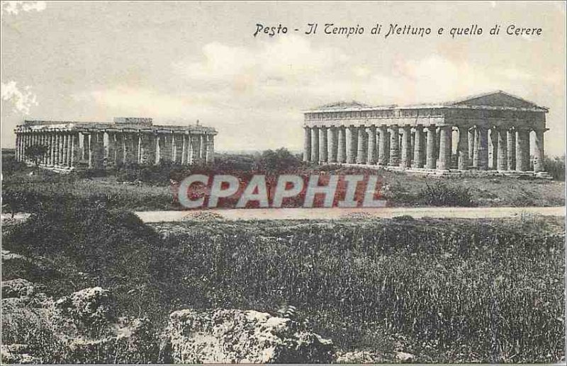 Old Postcard Pesto He Tempio di Nettuno e what di Cerere