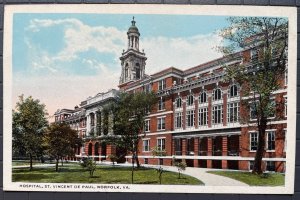 Vintage Postcard 1914 Hospital, St. Vincent de Paul, Norfolk, Virginia