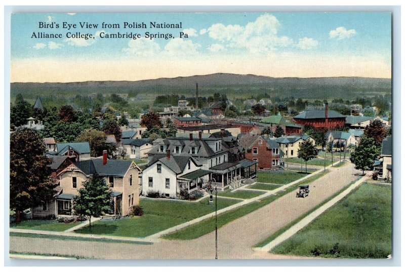 c1910 Birds Eye Polish Alliance College Cambridge Springs Pennsylvania Postcard