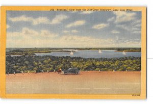 Cape Cod Massachusetts MA Postcard 1953 View From the Mid Cape Highway