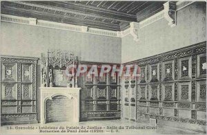 Old Postcard Grenoble 24 inside the courthouse hall of the Civil Court woodwo...