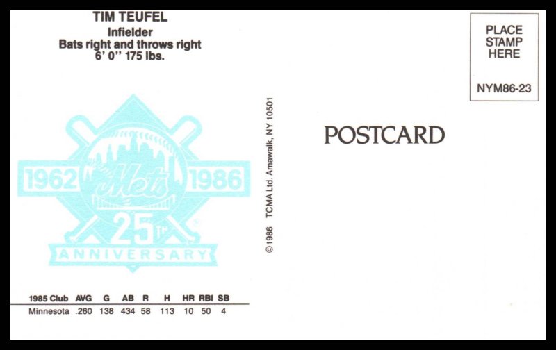 Tim Teufel,Infielder,New York Mets Baseball