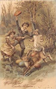 1342  Easter -  Children chasing Rabbit