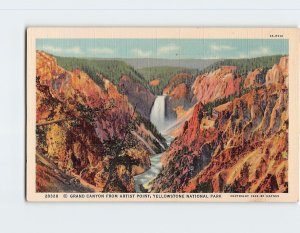 Postcard Grand Canyon From Artist Point, Yellowstone National Park, Wyoming