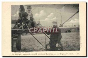 Old Postcard Jet Aviation Paulhan winner raid on London Manchester Farman bip...