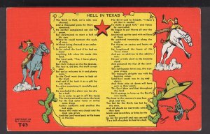 Poem - Hell In Texas, Cowboy, Gun, Etc., TEXAS - LINEN