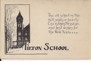 Tilton NH, Tilton School, Clock Tower, Drawing, Christmas Card, ca. 1915 (?)