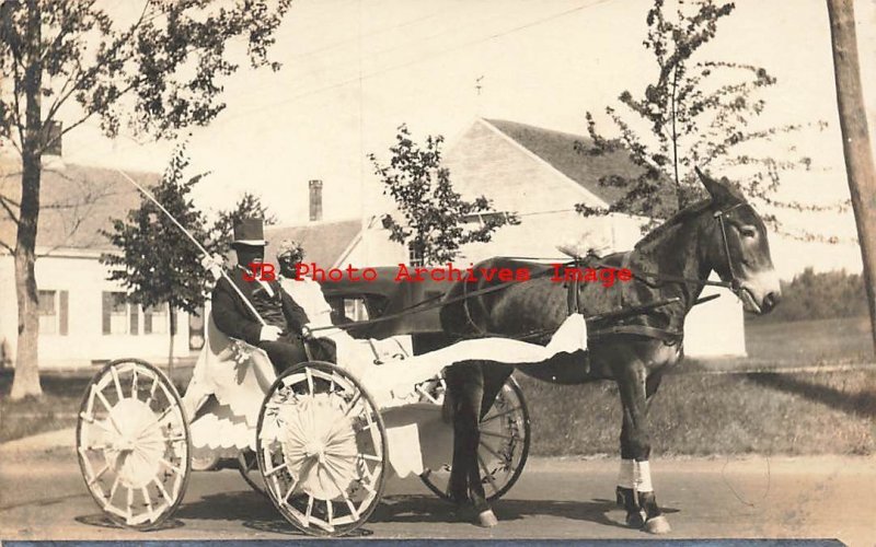 317771-Black Americana, RPPC, Black Face Minstrels in Mule Drawn Carriage, Photo