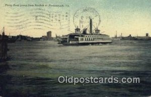 Ferry Boat, Portsmouth, Virginia, VA USA Ferry Ship 1911 light wear postal ma...