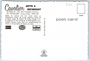 Cavalier motel & restaurant roadside CHAPLEAU Ont. Canada 4x6 Postcard