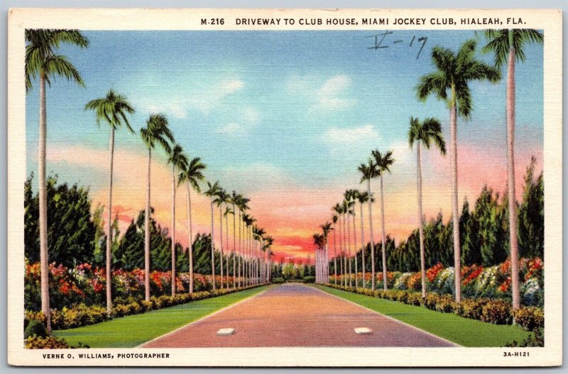 Vtg Hialeah Florida FL Driveway Club House Miami Jockey Club 1930s View