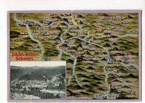 289303 GERMANY Schandau Saxon Switzerland MAP Vintage postcard