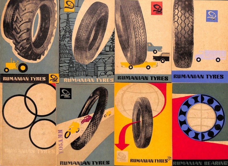 Romanian tyres & bearings advertising lot of 8 radio amateur QSL cards Romania 