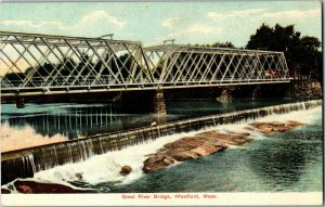 Great River Bridge, Westfield MA c1908 Vintage Postcard I22