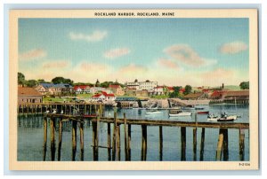 c1940's Boat, Boat Landing, Rockland Harbor Rockland Maine ME Postcard