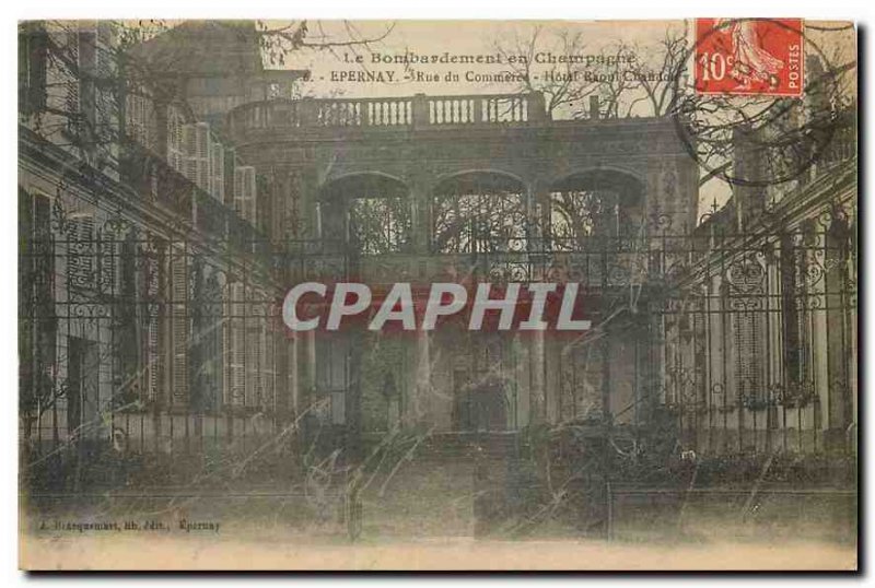 Old Postcard The bombing Epernay in Champagne MarketPlace Hotel Militaria