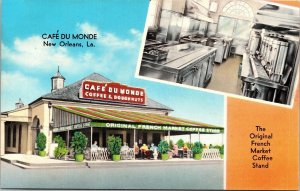 Cafe Du Monde New Orleans La French Market Coffee Stand Interior Postcard 