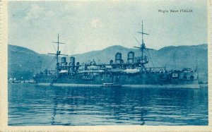 Blue Tint C-1910 Regia Nave Italia Italy Navy Military ship Postcard 20-8351