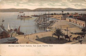 San Juan Puerto Rico Marina and Naval Station Vintage Postcard AA70357