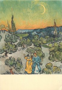 Artist signed Postcard Van Gogh walk in the evening