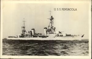 Naval Ship USS Pensacola - Real Photo Postcard
